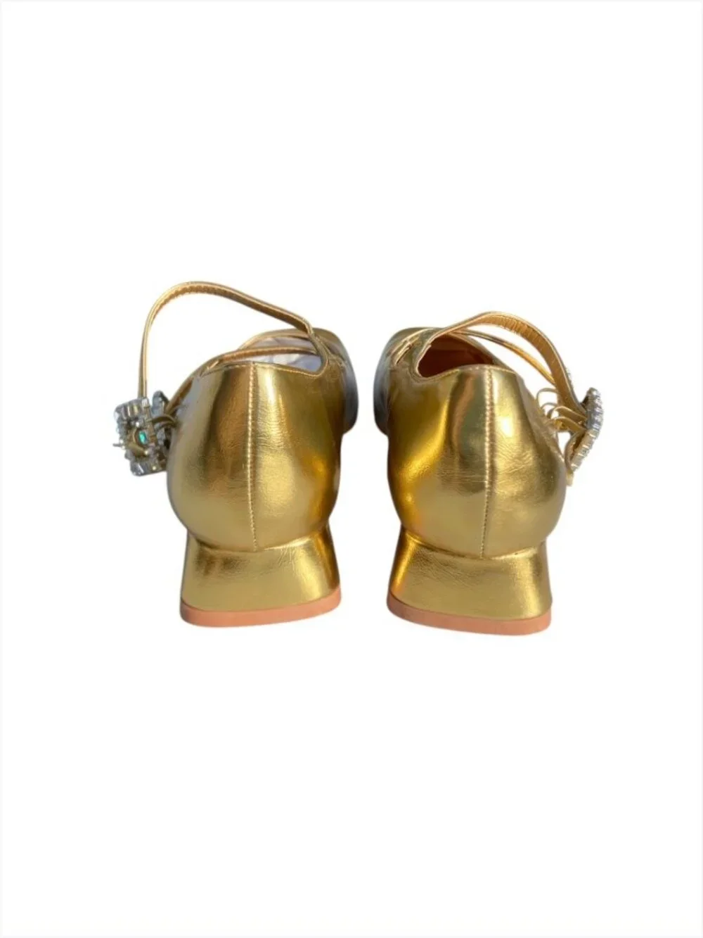 Women’s Gold Rhinestone Buckle Mary Jane Heels
